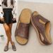 Platform Open Toe Beach Slippers Women's Wedge Heels Lightweight PU Sole Flip-flops_vogvips.com
