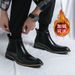 European Warm Series Korean Version High-top Leather Shoes Pointed Toe Men's British Style Height-increasing Martin High-end_vogvips.com