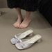 Women's Slippers 2025 Summer New Pink French Style Chunky Heel Square Sandals Bowknot Open Toe Outdoor High Heels_vogvips.com