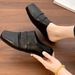 Slip-On Soft Wrinkled Ballet Unisex Mules Square Toe Flat Shoes Commuting Outdoor Wear_vogvips.com