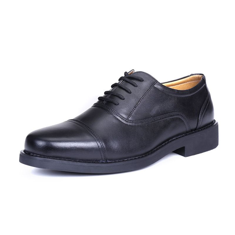 Minimalist Slip-On Three-Joint Cowhide Lace-Up Business Three-Section Formal Security Work Three-Point Leather Shoes_vogvips.com