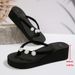 Elegant Pearl Butterfly Thick Bottom Flip Flops Women Summer 2026 Soft EVA Wedge Heel Beach Slippers Woman's Clip Toe Sandals_vogvips.com