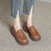 Two-tone Loafers With Thick Soles, British-style Platform Height-increasing Shoes, Vintage Soft Leather Women's Shoes_vogvips.com