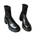 French Style Versatile Height-Increasing Chunky Heel Stretch Slim 2024 Autumn New Back Zipper Short Martin Boots_vogvips.com
