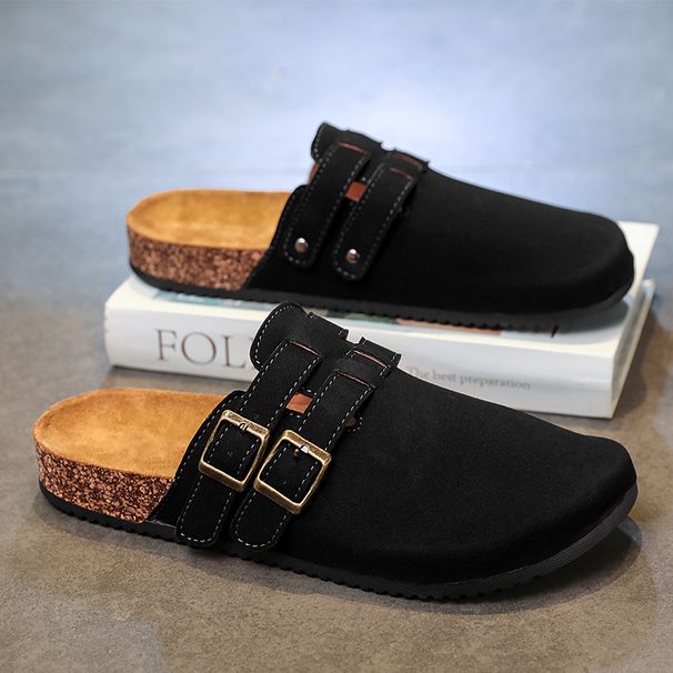 Suede Clogs For Women Men Mules Cork Footbed Sandals With Arch Support Fashion Nonslip Outdoor Beach Slippers Home Shoes_vogvips.com