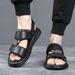 Genuine Leather Summer Cowhide Beach Shoes 2025 New Style Driving Outdoor Non-Slip Dual-Use Dad Men's Sandals_vogvips.com