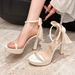 6899-3 Bowknot Black Strap High New Lady's Style Thin Heel Waterproof Platform Fashion Sandals_vogvips.com
