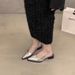 2025 Summer New Style Pointed Toe Buckle Backless Elastic Band Comfortable Chunky French Shallow Mouth Elegant High Heel_vogvips.com