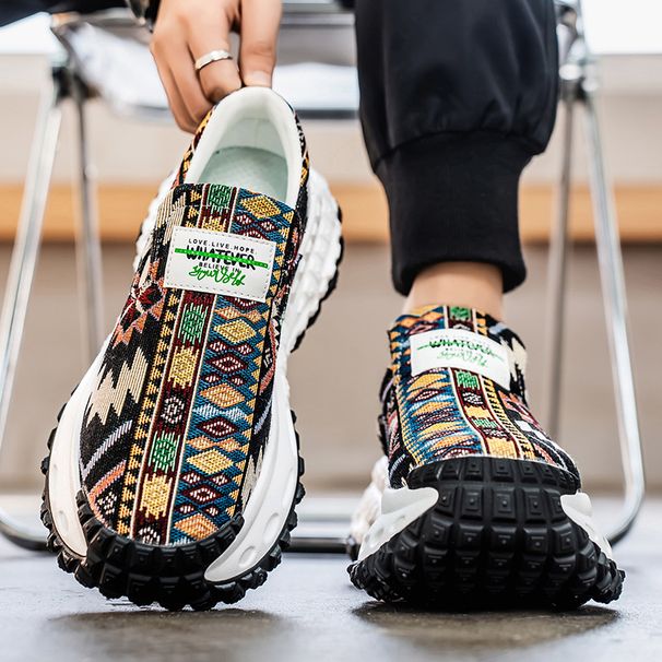 Men's Shoes New Breathable Embroidered Dad Shoes Thick Sole Heightened Lazy Pedal Casual Sports Shoes Trendy Shoes_vogvips.com