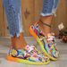 Station New Large Lace Up Color Low Top Single For Women, Ethnic Style Graffiti Lazy Canvas Flat Shoes_vogvips.com