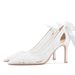Milk Silk Hollow-out Pointed-toe Stiletto Bridal Breathable Mesh Wedding Shoes, Popular Cross-border Bridesmaid Shoes_vogvips.com