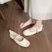 French Stunning Shallow Mouth Single Shoes Women's Square Head Flat Ballet Shoes Evening Mary Jane Shoes_vogvips.com
