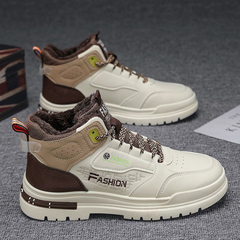 Men's Winter Boots With Fleece Lining, Thick Rubber Sole Work Boots, Low-Cut Martin Boots Casual Wear Labor Protection Men's Leather Men's Work Boots_vogvips.com