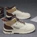 Men's Winter Boots With Fleece Lining, Thick Rubber Sole Work Boots, Low-Cut Martin Boots Casual Wear Labor Protection Men's Leather Men's Work Boots_vogvips.com