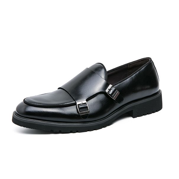 Large Size Business Mengke Men's Solid Color Thick Soled Formal Leather Shoes, Korean Version Office Loafers_vogvips.com