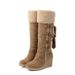 Women's Shoes Large Size Back Lace Up Tassel High Boots Sleeve Wedge Heel Snow Boots_vogvips.com