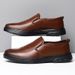 Spring And Autumn Business Formal Men's Youth Versatile Slip-On Casual Leather British Style PU Non-Slip Cold Adhesive_vogvips.com