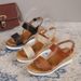 Spring/Summer New Large Shoes Slope Heel Round Toe Wide Strip Buckle Casual Sandals Women's_vogvips.com
