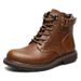 New British Style Fleece-Lined Martin Casual Mid-Top Leather Fashion Men's Cotton Warm Boots Trendy Shoes_vogvips.com