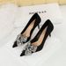 18249-AH29 Korean Banquet Thin High Heels, Satin, Shallow Mouth, Pointed Water Diamond Bow Women's Single Shoes_vogvips.com