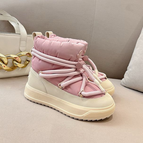 In-Stock Autumn Winter Snow Boots, Solid Color, Classic And Versatile, With Plush Lining Warmth, Thick Soles For Height_vogvips.com