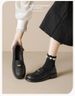 Japanese Women's Shoes Size Thick Heel Medium Heel Soft Sole Soft Surface Leather Deep Mouth Gold Coin Loafers Single Shoes_vogvips.com