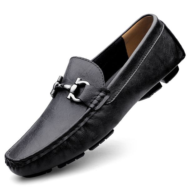 Leather Spring And Summer Casual Men's Shoes, Loafers, Trendy Men's Shoes, Slip-On Comfortable Genuine Leather Lazy Shoe_vogvips.com