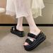 Platform Trendy Summer Women's Round Toe Fairy Style One-Strap Sandals Fashionable Rhinestone Wedge Slippers_vogvips.com