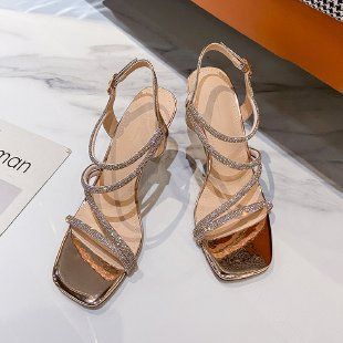 2026 Summer New Style Thin Heel Open-Toe High Heels For Women Rhinestones Silver Versatile Party Shoes With Single Strap_vogvips.com