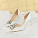 638-AK58 Korean Version Banquet Women's Shoes With Slim High Heels, Shallow Mouth, Pointed Toe, Patent Leather, Side_vogvips.com