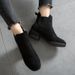 Plu Size Chelea Ankle For Women Black Round Toe Caual Comfortable Chunky Bare Short Tube Mid Heel Britih Martin_vogvips.com