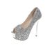 Fish Mouth Thin Heel Waterproof Platform Sequin Nightclub Fashion Show Super High Heel Flats Women's Flats Sandals_vogvips.com
