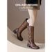 2025 Spring Belt Buckle Chunky Heel Martin Over-the-Knee Long British Style Fleece-Lined Women's Boots 41-43 Wide For_vogvips.com