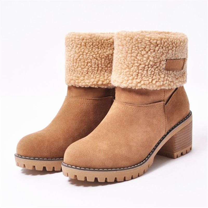 Women's Winter Snow Boots Warm Faux Fur Lined Slip-Resistant Casual Mid Calf Boots_vogvips.com