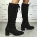 326-9 Long With Pointed Toe, Thick Heel, Black, Spicy Style, Fashionable Design, Versatile Women's Boots_vogvips.com