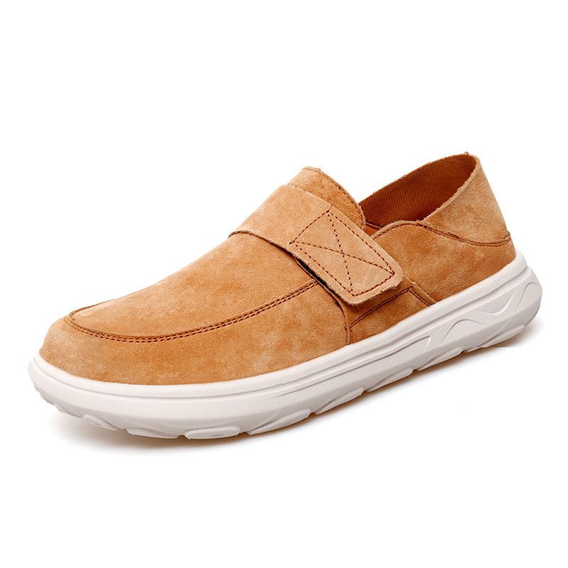 Men's plus-size leather loafers Fashion casual shoes Men's Velcro loafers_vogvips.com