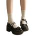 French-style Pearl Bow Thick-soled Chunky Heel Leather Women, 2025 New Spring-summer Mary Jane Shoes For Petite Women_vogvips.com