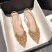 French-style Chunky Mid-heel Closed-toe Sandals For Women, 2026 New Model With Rhinestone Pointed Toe, Large Size_vogvips.com