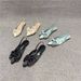 European Style Genuine Leather Women's Shoes 2026 Summer Pointed Toe Shallow Bowknot Slip-On Flat Retro Sandals_vogvips.com