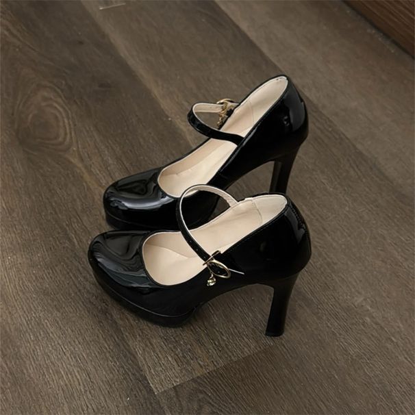 Waterproof Platform Red High Heels Women 2025 Spring New Style Elegant Sexy Chunky Heel Pointed Toe Mary Jane Shoes_vogvips.com