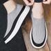 2024 Flyweave Men's Shoes Fashion Socks Shoes Summer Cloth Shoes Breathable Thick soled Lazy Shoes Heightening Casual Slip on_vogvips.com