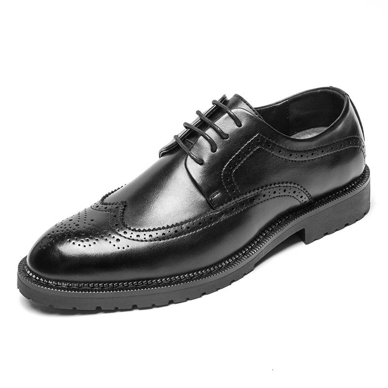 Euro Step Brogue Korean Version British Style Trendy Casual Business Formal Leather Men's Suit Wedding Shoes 830-A_vogvips.com