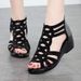 2025 New Leather Roman For Women Summer Soft Sole Rhinestone Mom Shoes Fashionable Outdoor Women's Sandals Wedge Heel_vogvips.com