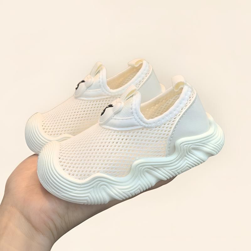Children's Sports Spring And Summer, Baby Shoes, White Slip-On Casual For Ages 1-6, Breathable Mesh Running Shoes_vogvips.com