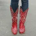 Embroidery Cowboy For Knee High Med Calf Vintage Western Cowgirl Boots Women Heeled Casual Shoes Autumn Block Heel_vogvips.com