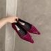 French Pointed Single For Women In Autumn And Winter 2025 New Style Woolen Fabric Niche Bow Grandmother Scoop Shoes_vogvips.com