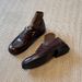 Vintage Slip-On Lazy Shoes For Women, Chunky Heel Flat Shoes, British Style Loafers_vogvips.com