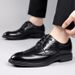 Euro Step Brogue Leather Business Formal Pointed Crocodile Pattern Spring Soft Sole Top Layer Cowhide Men's Shoes_vogvips.com