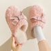 Bowknot Cotton Women, Autumn And Winter, Cute Couple Home Use, Thick Soft Sole Furry Slippers For Men_vogvips.com
