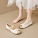 Round Head Mary Jane Shoes Women's Flat French Retro One-word With Light Mouth Single Shoes_vogvips.com